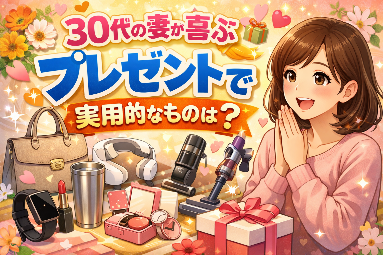 30代の妻が喜ぶプレゼントで実用的なものは？予算1万円以内で紹介