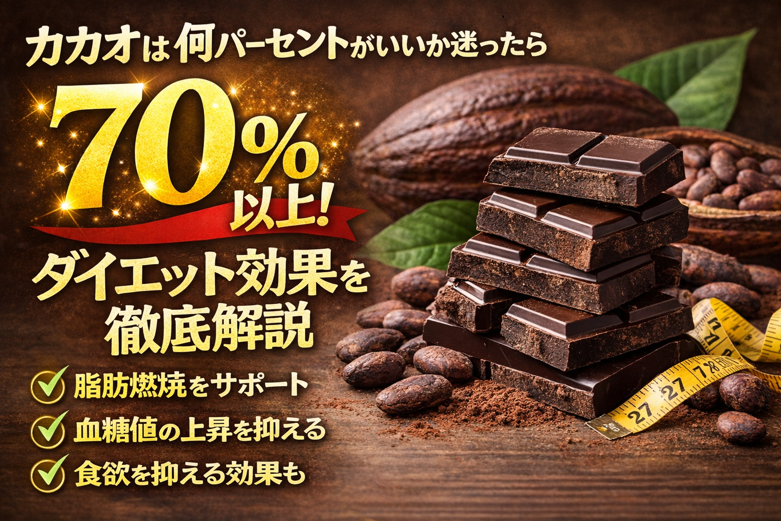 カカオは何パーセントがいいか迷ったら70パーセント以上！ダイエット効果を徹底解説