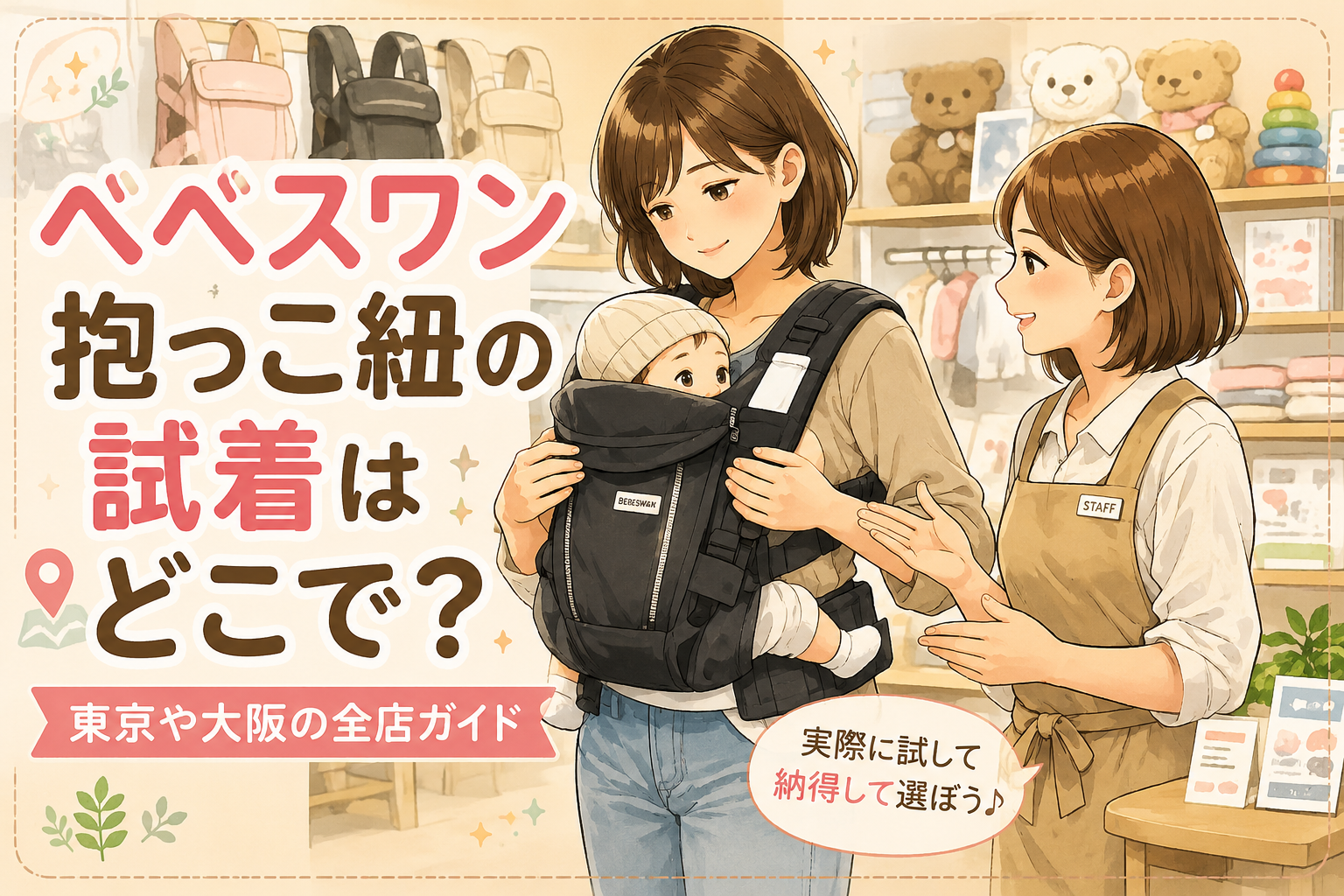 べべスワン抱っこ紐の試着はどこで？東京・大阪の全店ガイド